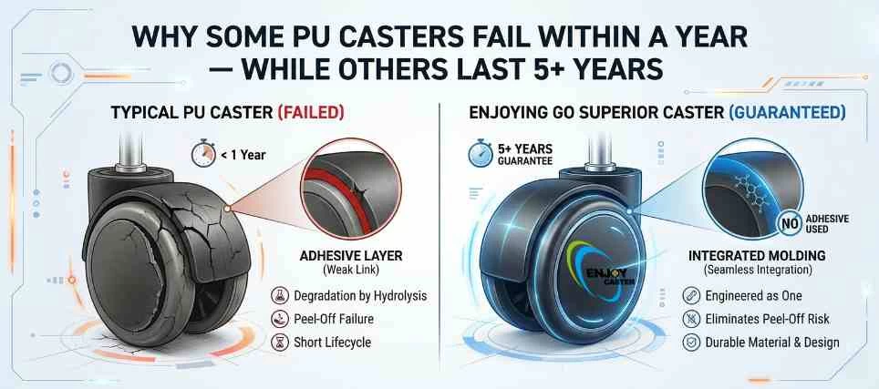pu caster lifespan difference