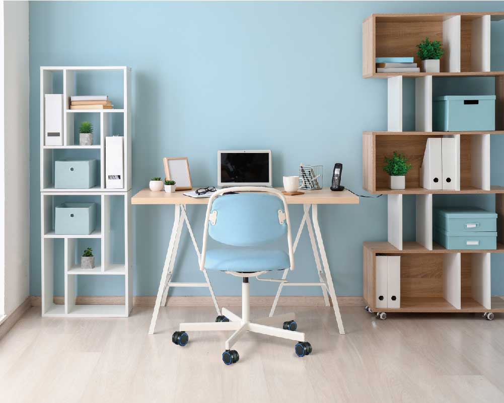 Blue chair with Office Chair Wheels