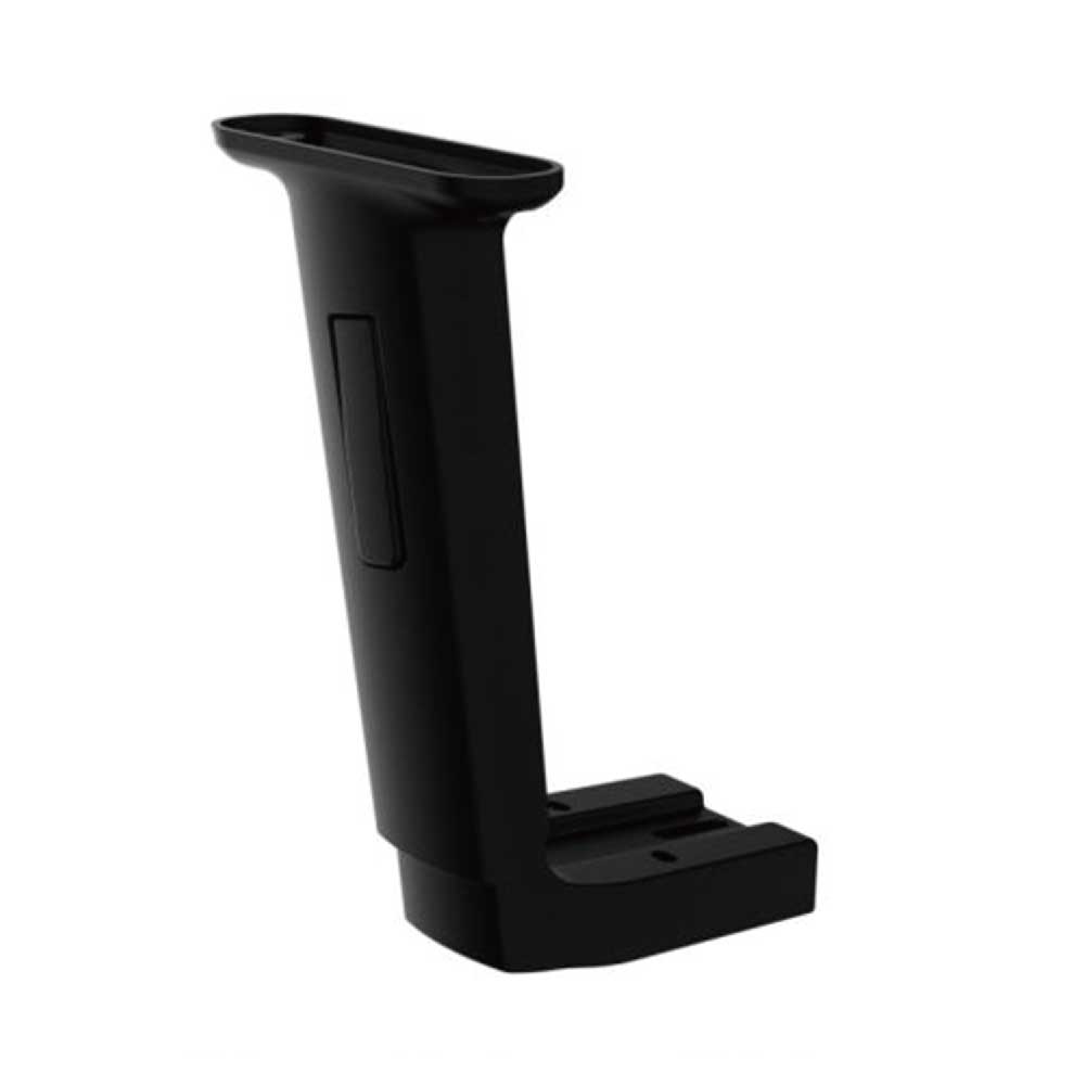 Black ergonomic armrest for office chairs.