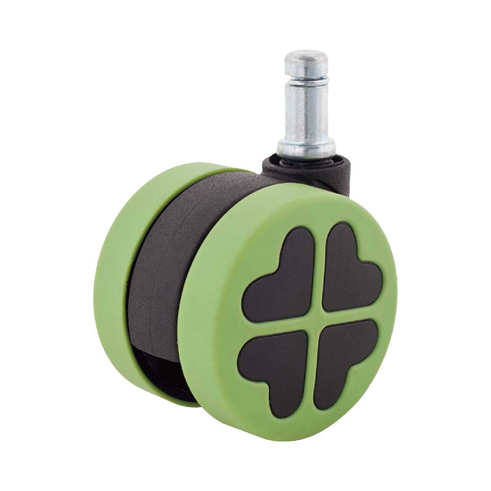 Green Gaming Chair Wheel with a sturdy design for smooth and reliable movement.