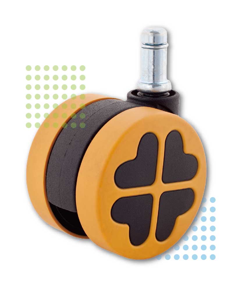 Orange Gaming Chair Wheel for enhanced movement and floor protection.