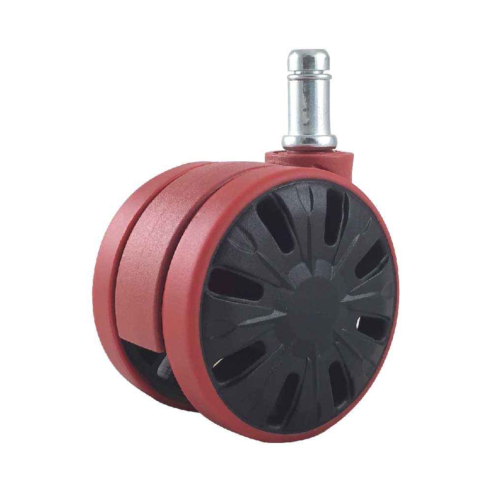 Gaming Caster Wheel in Red and Black with Enhanced Grip