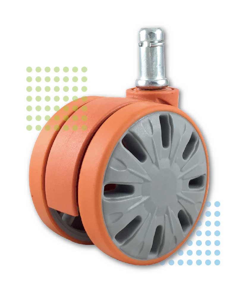 Orange Gaming Chair Wheel designed for smooth rolling and floor protection.