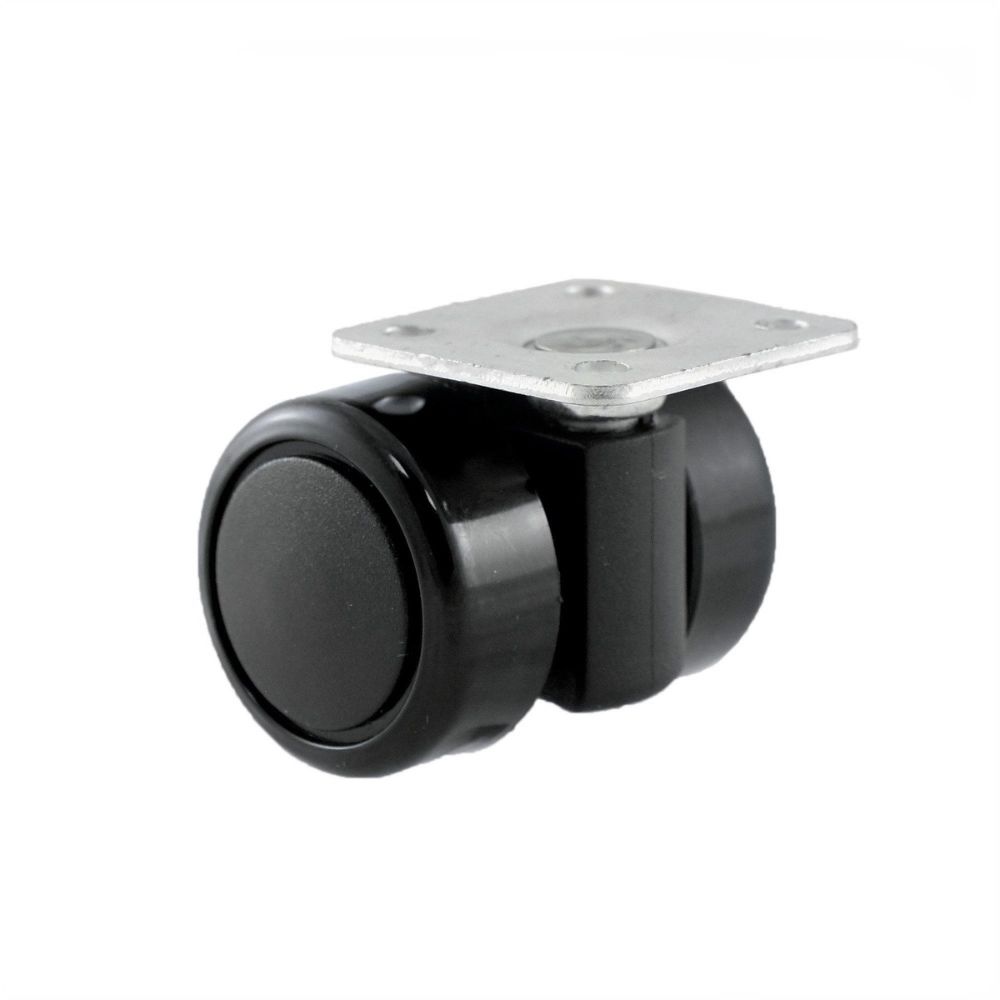 Sleek Black Double-Wheel Caster with Plate for Office and Home Furniture
