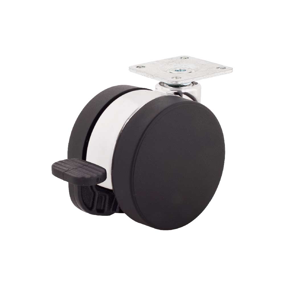 Black 60mm Furniture PU Caster with Brake