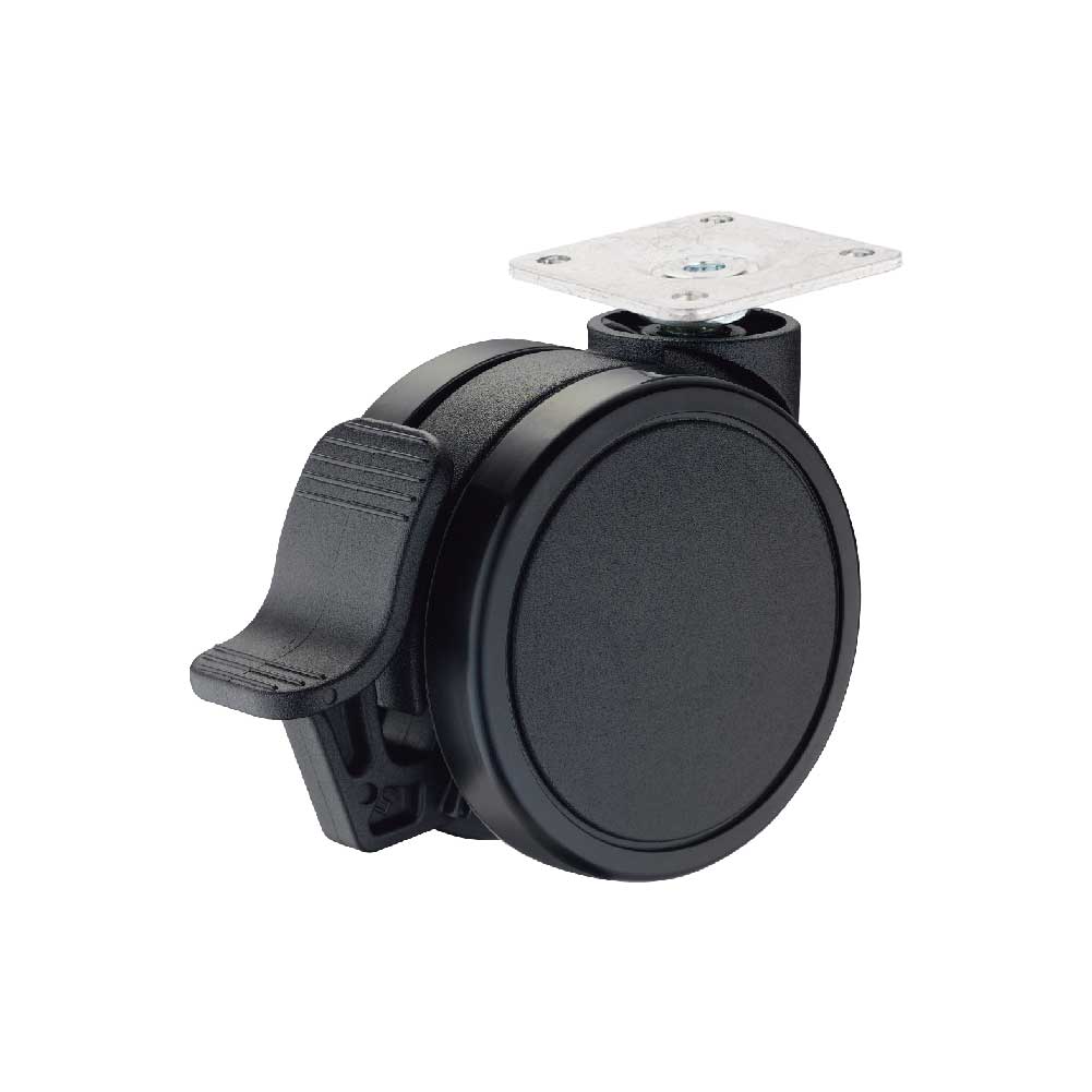 Black 65mm Furniture PU Caster with Locking Brake