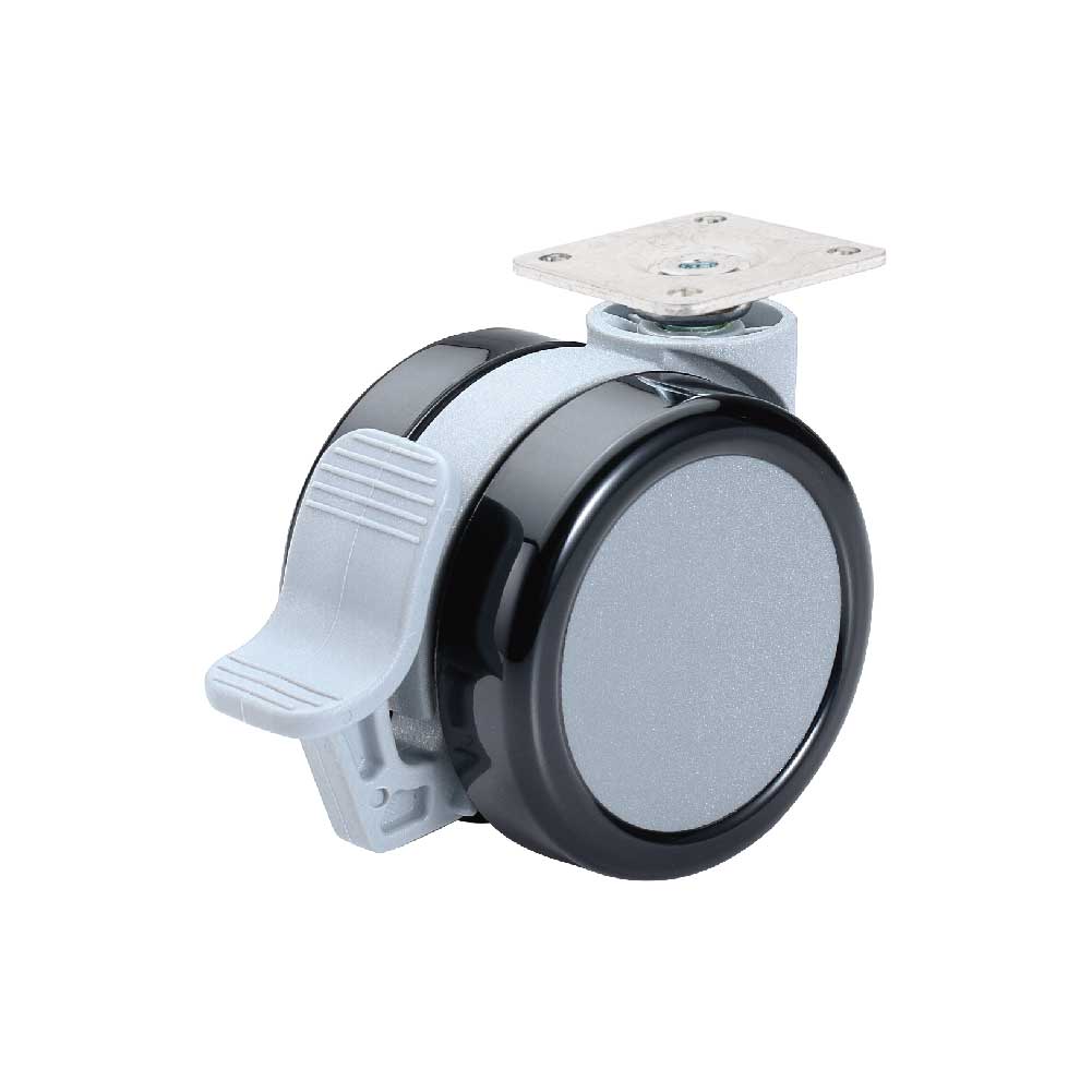 Black and Gray 65mm Furniture Pu Caster Wheel with Brake