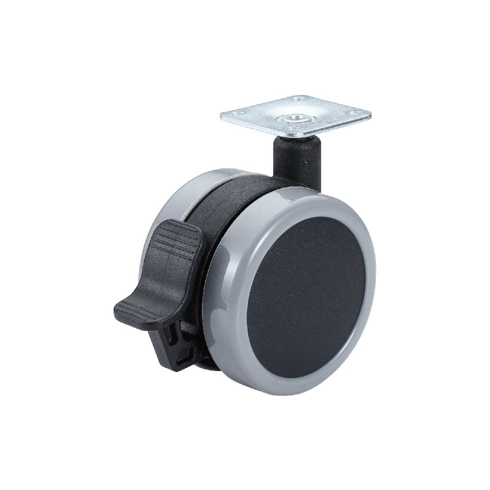 Black and Gray 75mm Furniture PU Caster Wheel with Brake