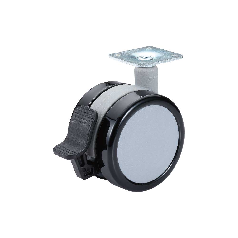 Gray and Black 75mm Furniture PU Caster Wheel with Brake
