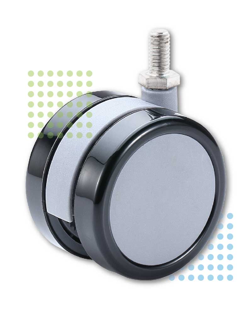 Gray and Black Threaded 65mm Furniture Caster with Decorative Background