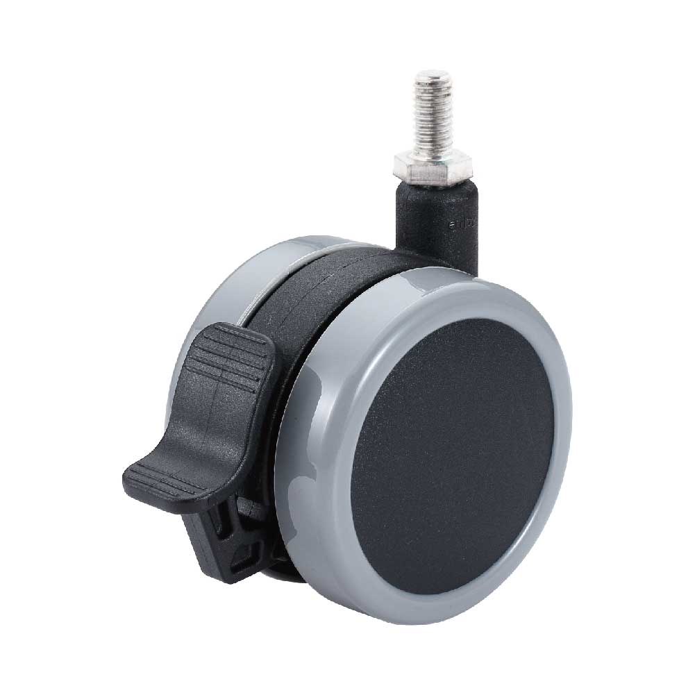 Gray and Black 75mm equipment caster with Locking Brake