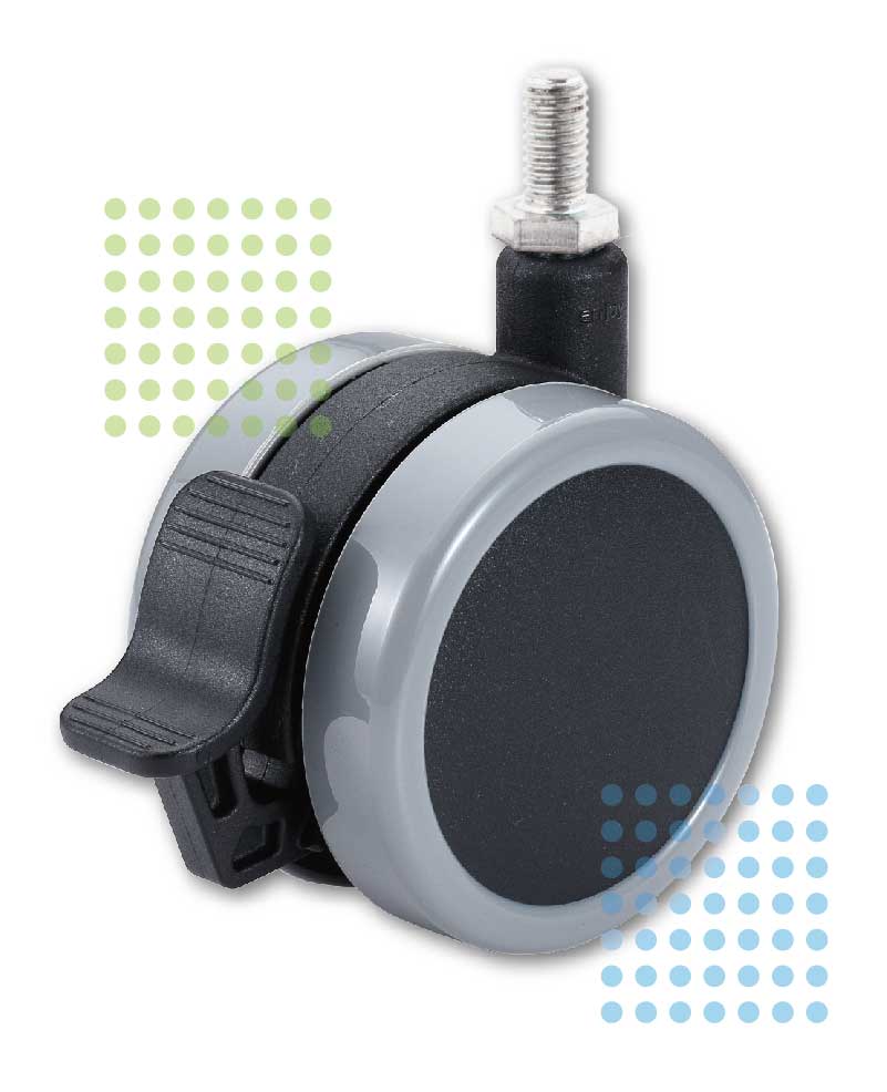 Gray and Black 100mm equipment caster with Locking Brake