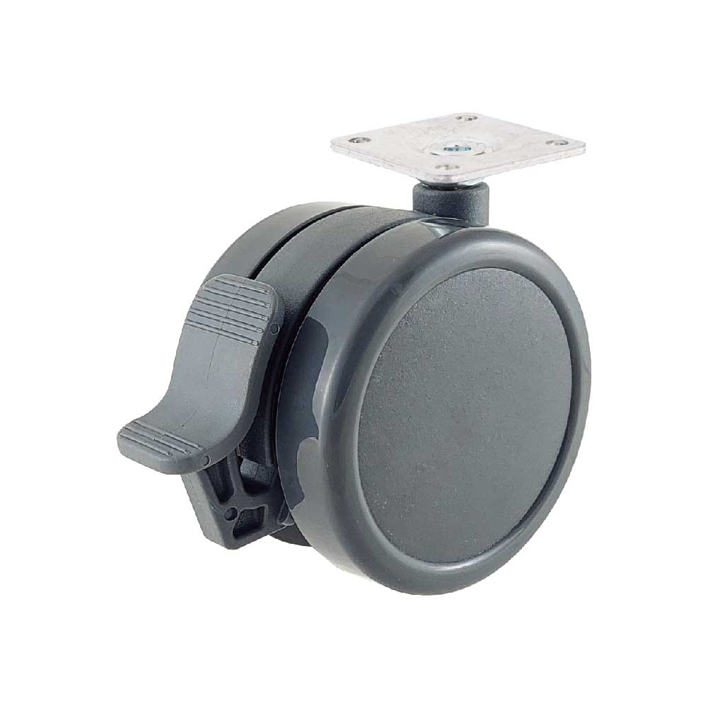 Black 75mm equipment caster with Locking Brake