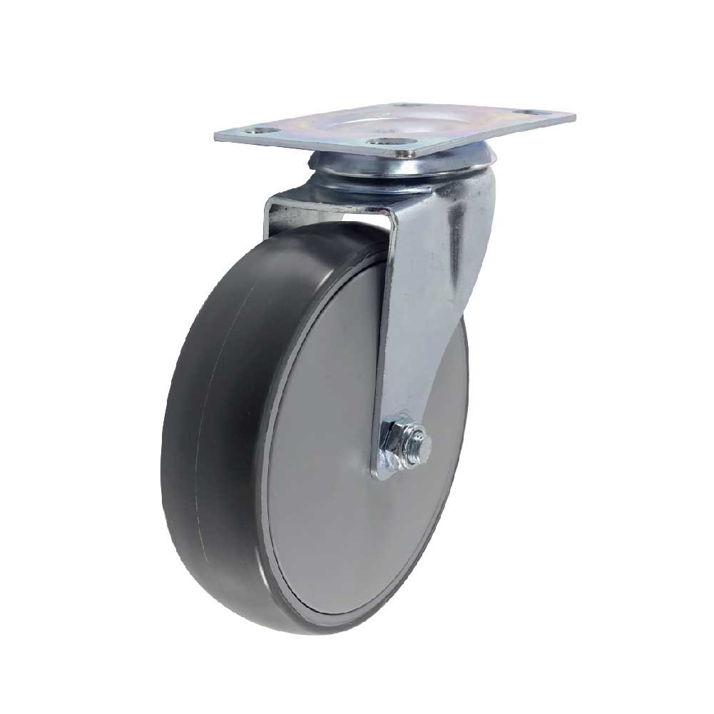 125mm Black PU Equipment Caster with Swivel Plate