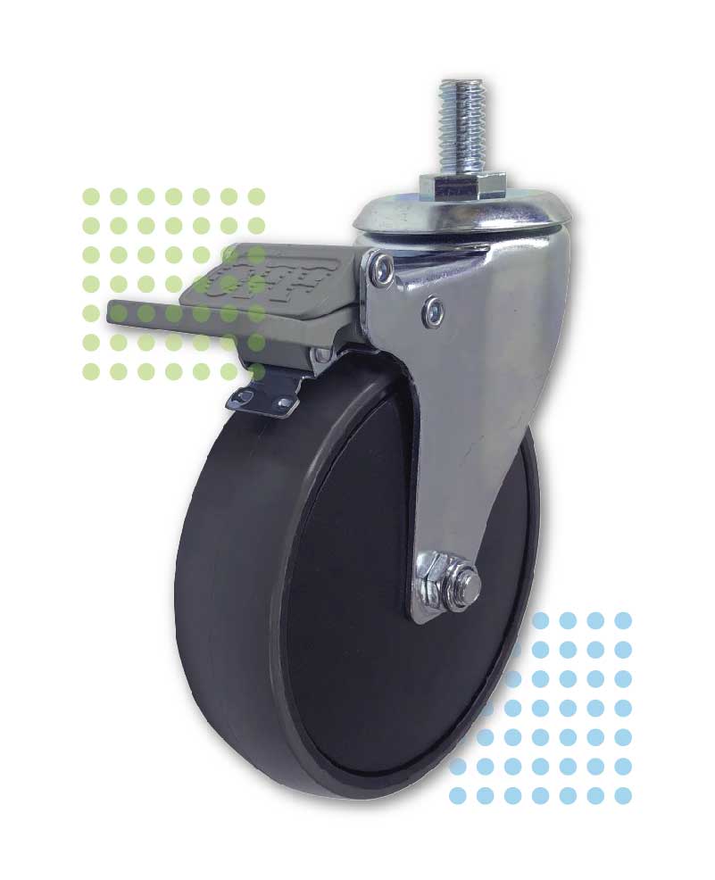 125mm Black PU Equipment Caster with Swivel Plate