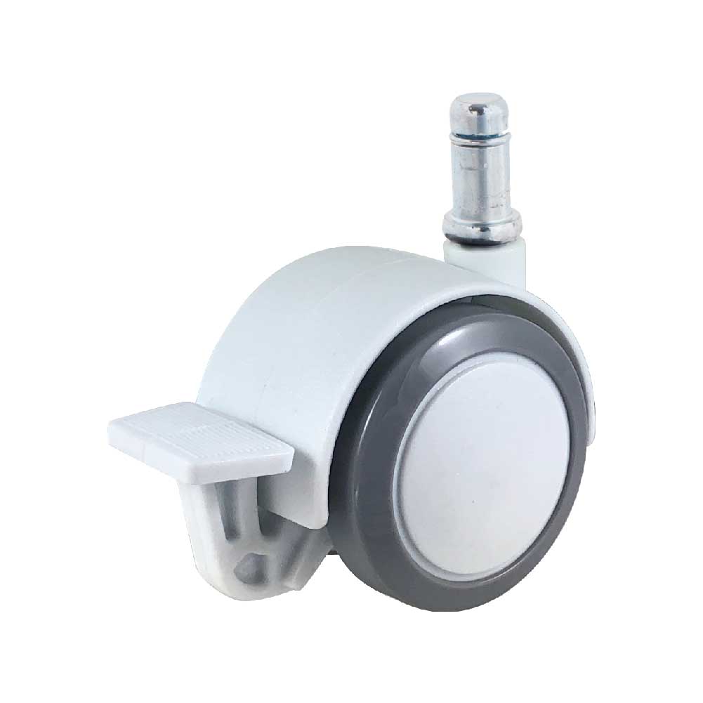 Locking Caster Wheel in Light Gray with Brake Mechanism