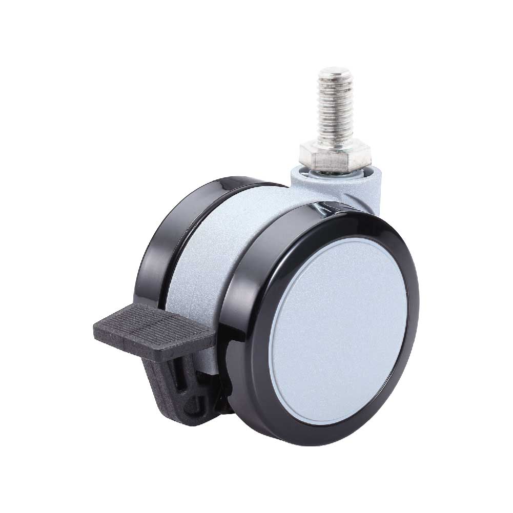 60mm Gray and Black PU Locking Caster with brake