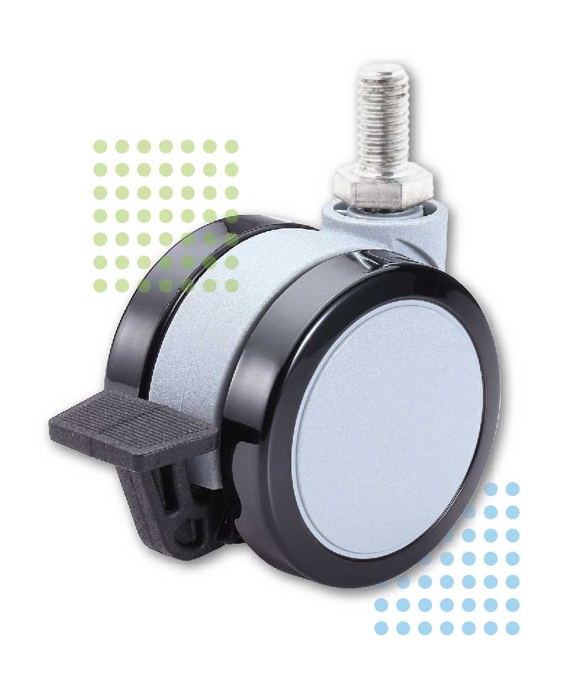 60mm Gray and Black PU Locking Caster with brake