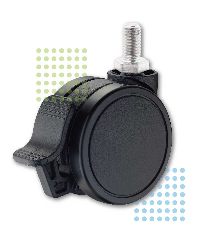 65mm  Black PU Locking Caster with brake