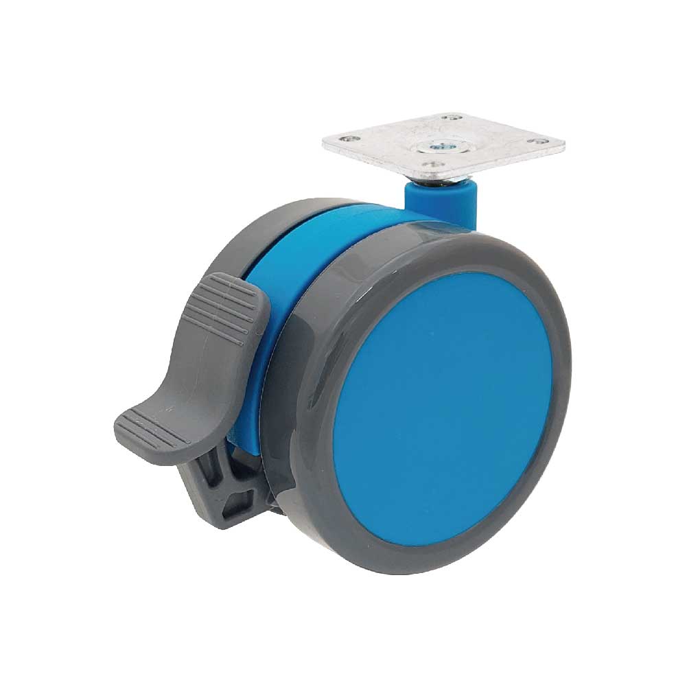 75mm Blue PU Locking Caster with brake