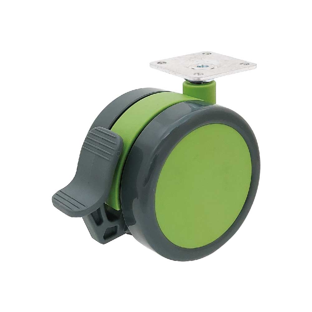 75mm Green PU Locking Caster with brake