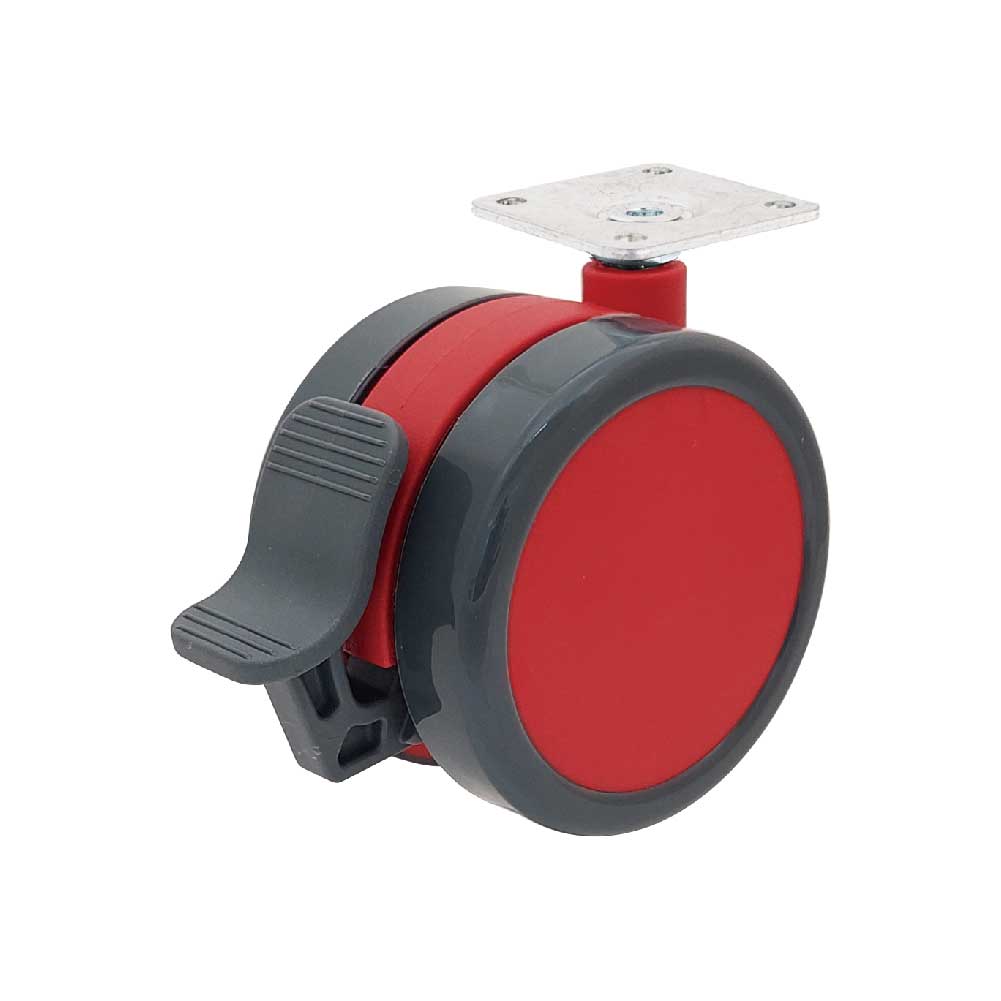 75mm Red PU Locking Caster with brake