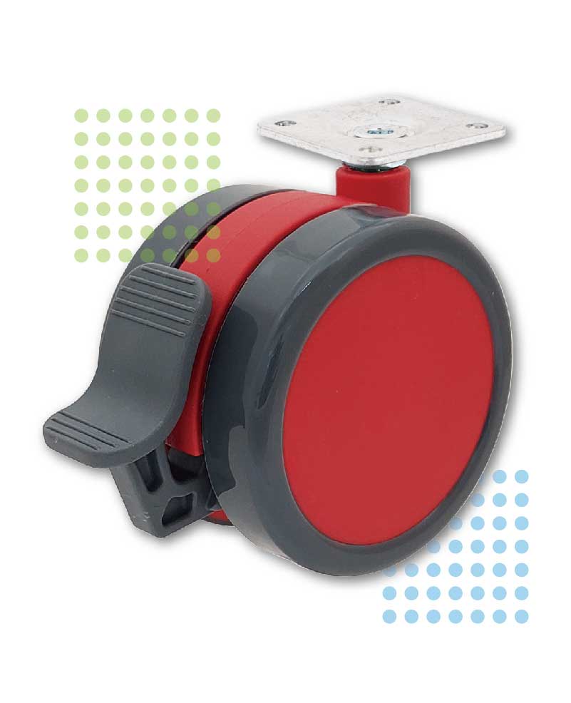 75mm Red PU Locking Caster with brake