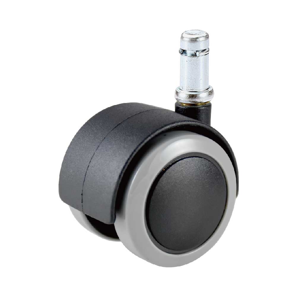 50mm Black and Silver Brake-Loaded Caster with Compression Brake (Model 5007-14-SB)