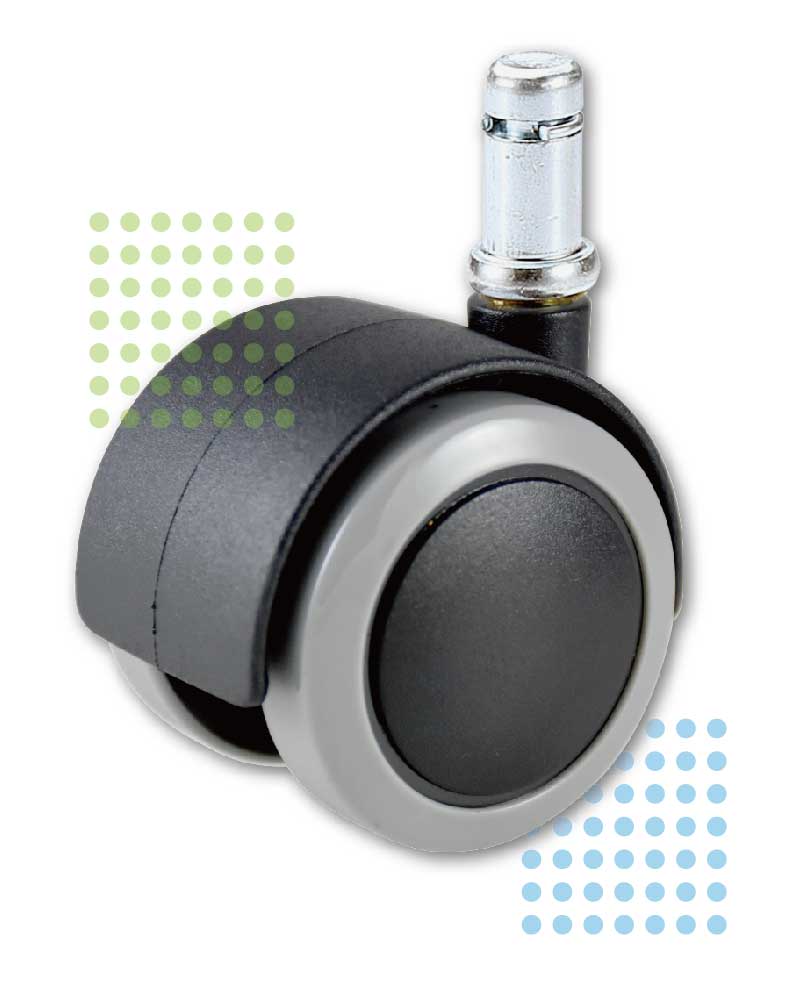 50mm Black and Silver Brake-Loaded Caster with Compression Brake (Model 5007-14-SB)