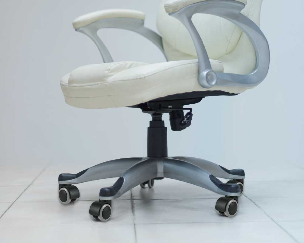 White office chair with casters for smooth mobility