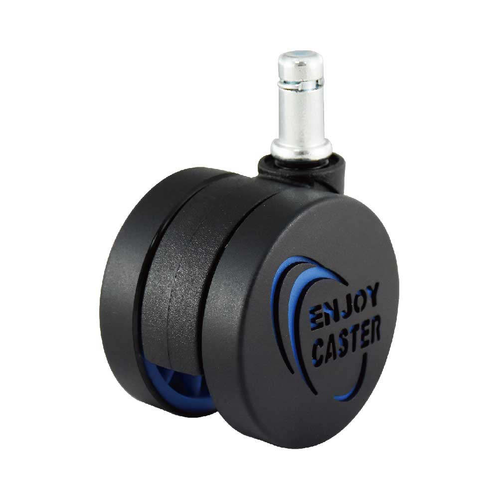 60mm Blue Logo Caster with Yellow Design and Threaded Stem