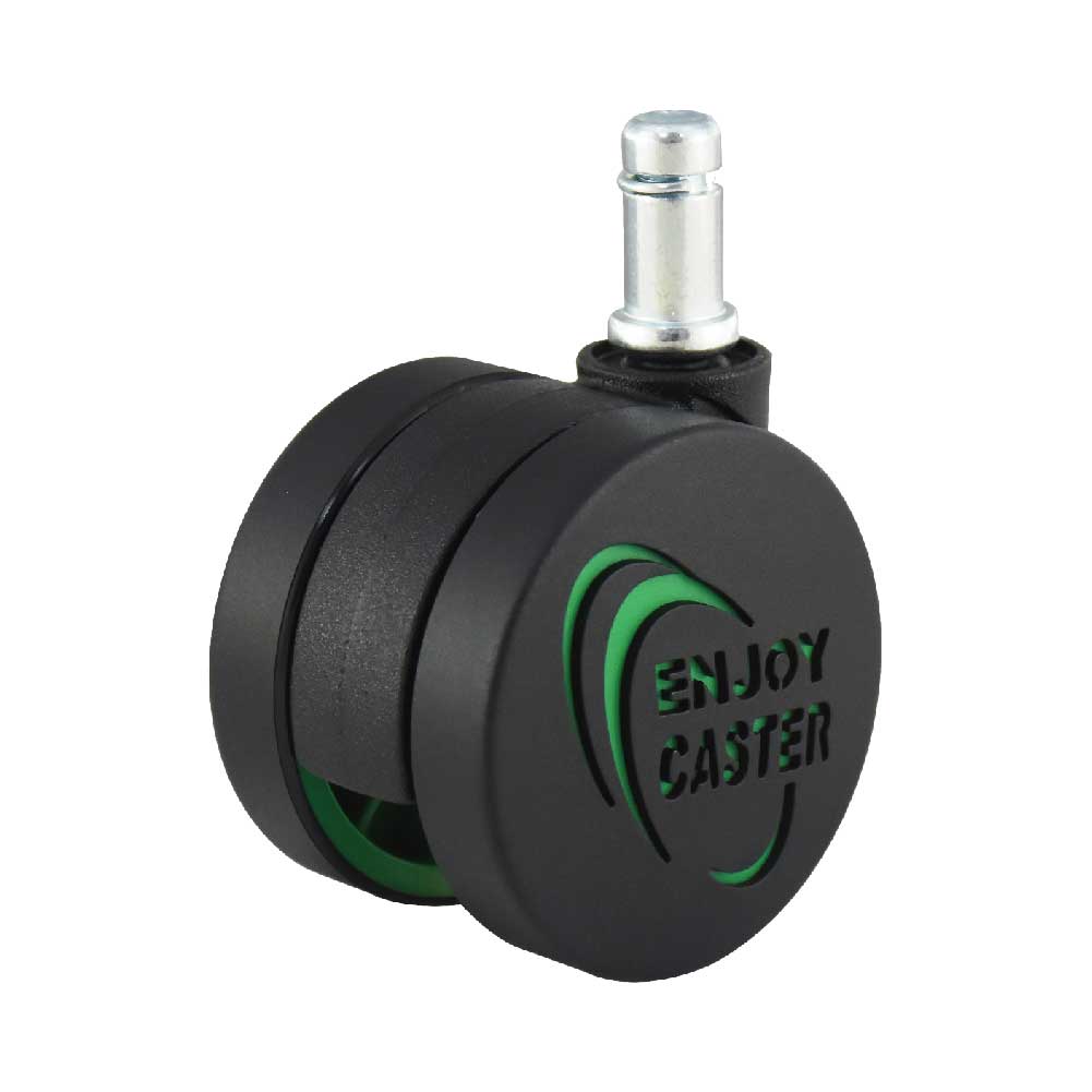 60mm Black Logo Caster with Green Design and Threaded Stem
