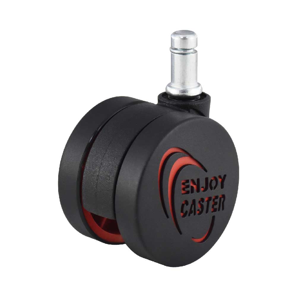 60mm Red Logo Caster with Yellow Design and Threaded Stem