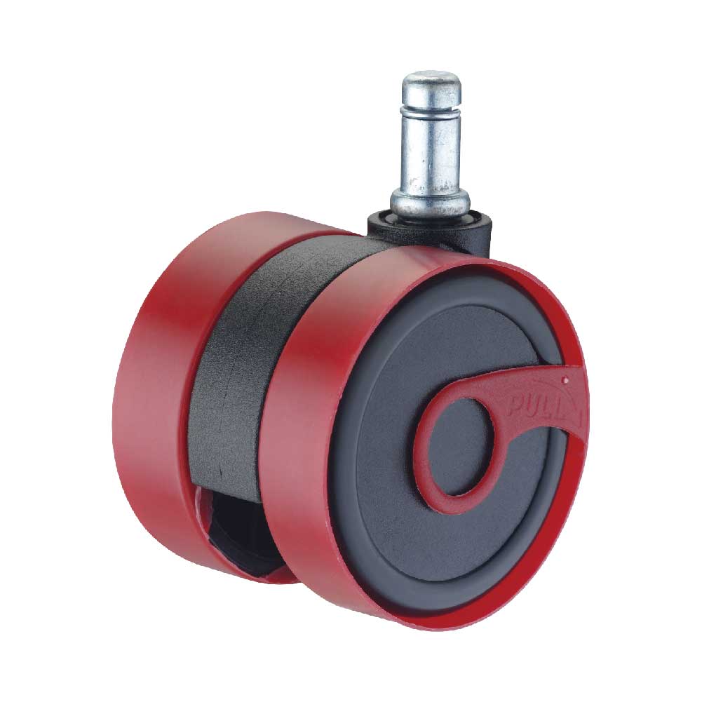 65mm Black and Red Caster with Custom Design and Threaded Stem