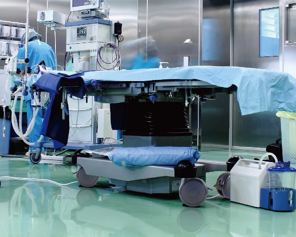 Hospital bed equipped with durable medical caster wheels for mobility