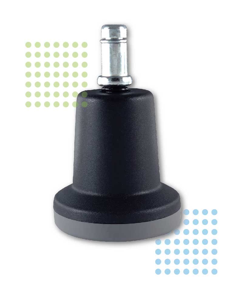 High 63 mm black Bell Glide GL-336356 for carpeted and soft floors, designed to provide stable support on soft surfaces."