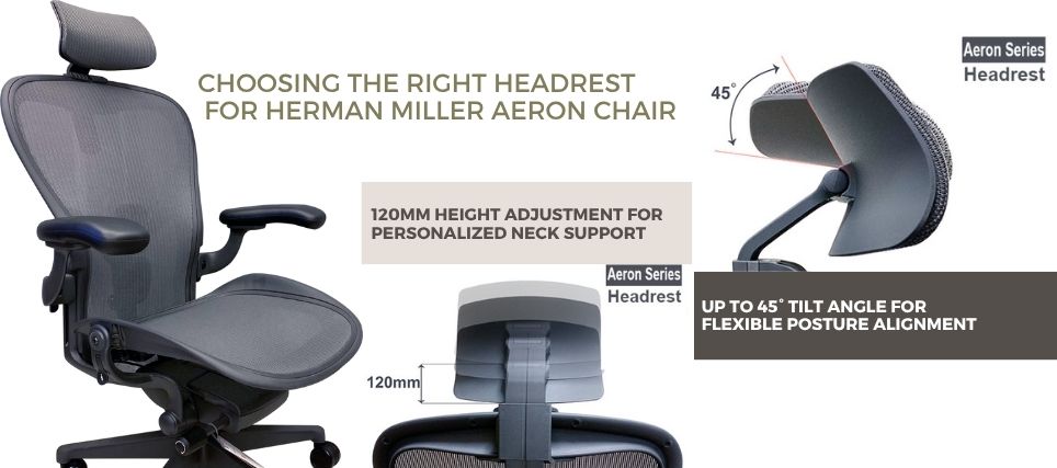 專為Aeron設計的人體工學頭枕，具備高度、角度與前後三向可調功能